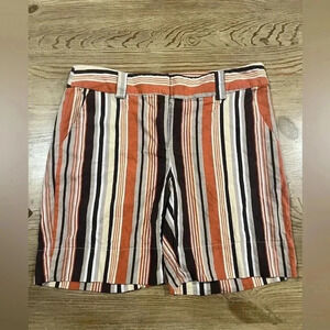 Vertical stripe earth toned shorts